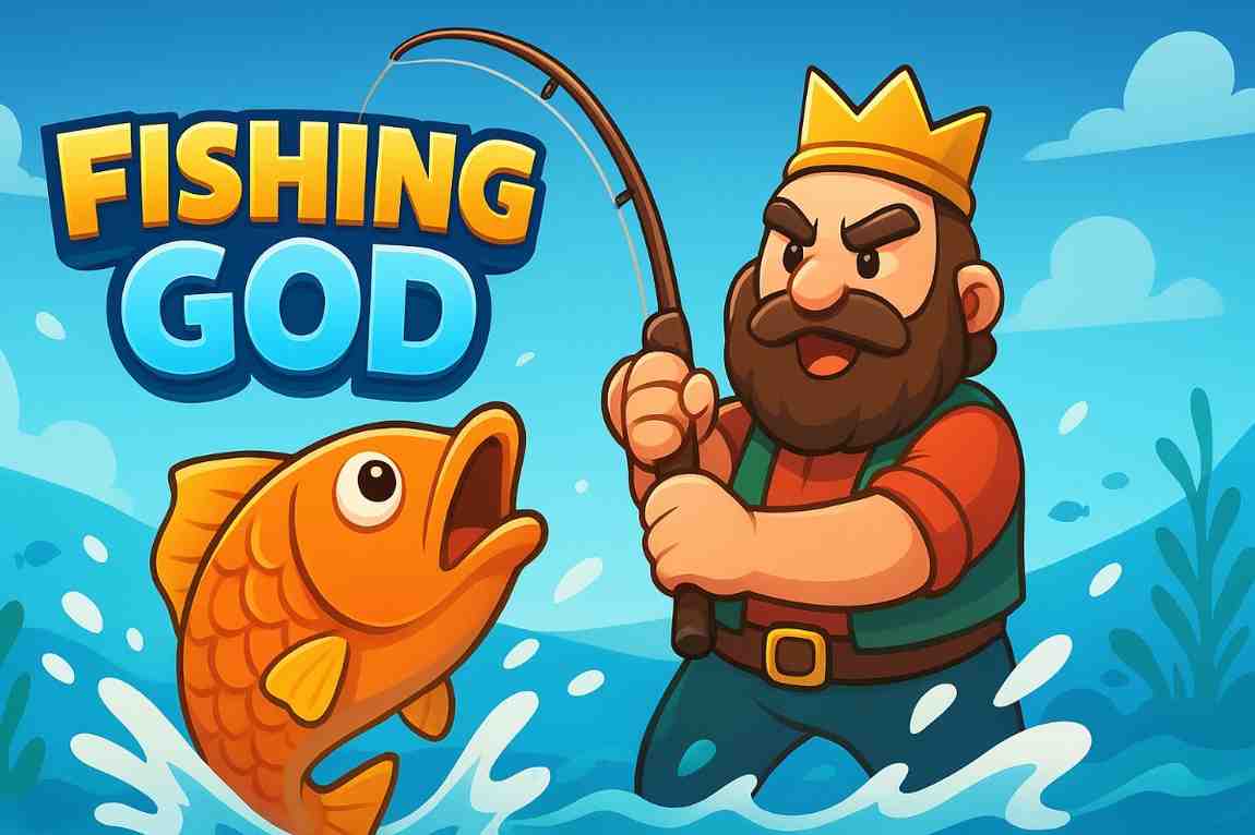 Jogador capturando peixes no jogo Fishing God Pescaria do 96F cassino